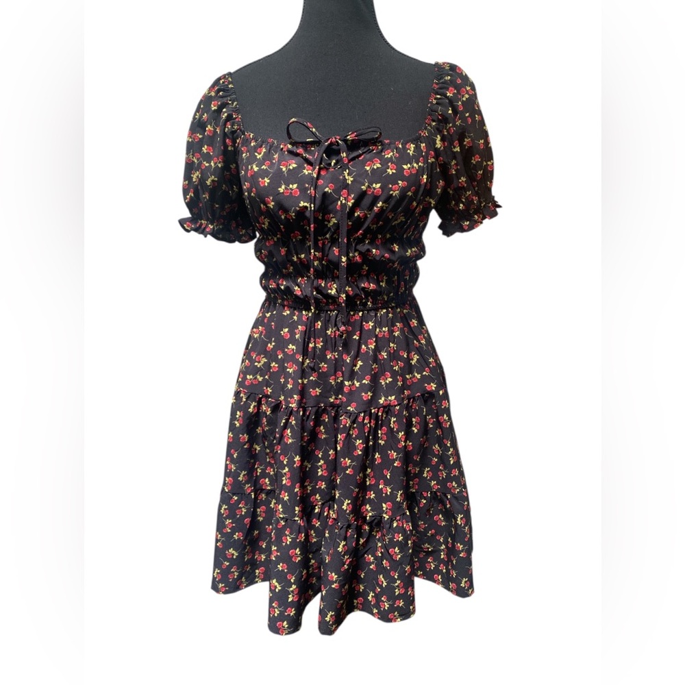 Hesperus  Black Floral Mini Dress S EUC